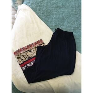 Melissa Paige Woman 2XL Wide Leg Pants Navy Blue Aztec Print